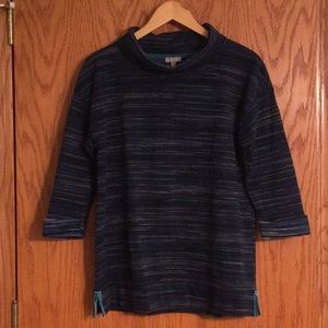 T by Talbots Wide Turtleneck 3/4 Sleeve Cotton Blend Top